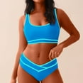 thumbnail image 2 of Atogsazn Women's High Waisted Bikini Sets Sporty Two Piece Swimsuits Color Block Cheeky High Cut Bathing Suits 01-Sky Blue XL, 2 of 7