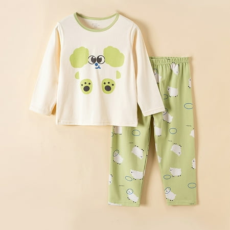 

Xxuehua Toddler Boys Pajamas Sets Soft Prints Full Sleeves Nightwear T-shirt Casual Pants Set
