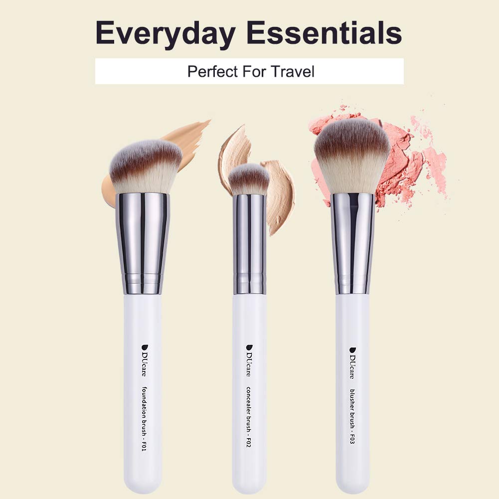 Ducare 3-Piece Makeup Brush Set with Kabuki Brushes, White photo 3