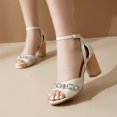 thumbnail image 4 of SACFOF Women's Ankle Strap Chunky Stacked High Heels Sandals Open Toe Studded Pumps Dressy Heeled Sandal, 4 of 6