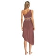 thumbnail image 2 of Doomiva Women's Lyrical Dance Dress Rhinestone Crop Top with Skirted Leotard Ballet Dance Outfit Dusty Pink XL, 2 of 7