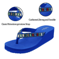 thumbnail image 3 of LSYTQRW Flip Flops Sandals for Women Bling Rhinestones Jewel High Heel Arch Support Comfortable Soft Cushion Wedge Slip-on Casual Platform Summer Thong Sandals，Pure Blue，Sizes 11, 3 of 5