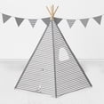 thumbnail image 3 of Bacati - Pin Stripes Gray Teepee Tent for Kids/Toddlers, 100% Cotton Percale Fabric Cover, 3 of 7