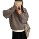 thumbnail image 5 of Suéter de cuello alto de estilo coreano para mujer, suéter de punto holgado con solapa y media cremallera, diseño de sentido del diseño, para otoño e invierno, 5 of 5