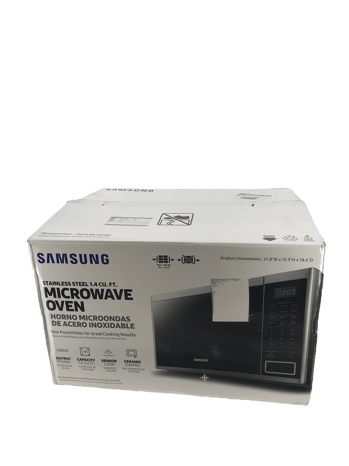 Samsung Electronics Microwave Stainless Steel MS14K6000AS NO2026 Open