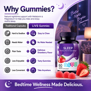 LIVS Sleep Gummies - 5mg Melatonin Gummy Supplement for Adults - Easy & Deep Sleep - Strawberry Flavor Vegan Gummies - 60 Count with 30 Servings
