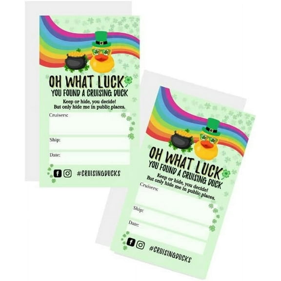 St Patrick's Day Cruising Duck Tags for St. Patricks Day Duck Hunt  30 Pack  2x3.5  Oh What Luck Youve Found a Duck Keep or Hide You Decide Ship Game Attach to Rubber Sailor Ducks Medallion