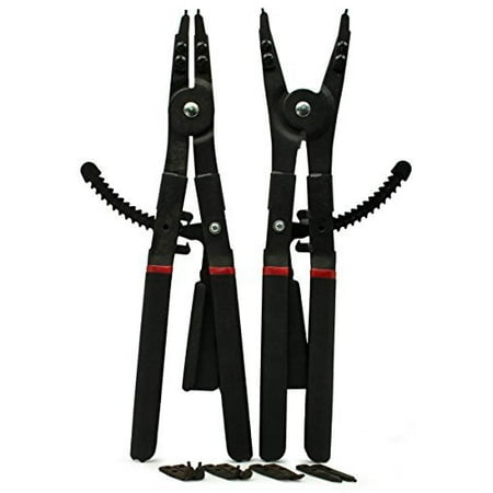 

Bastex Heavy Duty 2(pc) Circlip-Snap Ring Plier Set 16 4 different interchangeable angel tips.12 [0 15 45 90] degrees.For Automotive Mowers Plumbing & Pipes.General Round Clip Removal Tool.