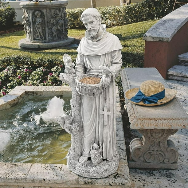 37" White and Gray Nature's Nurturer St.Francis Outdoor Garden Statue