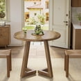 thumbnail image 5 of Fnova 31.5" Small Round Dining Table for 2-4 People, Wooden Kitchen Table for Dining Room, Living Room, Brown, 5 of 8