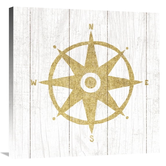 Global Gallery's 'Beachscape IV Compass Gold Neutral' By Michael Mullan Stretched Canvas Wall Art