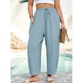thumbnail image 5 of SHOWMALL Women's Plus Size Loose Fit Baggy Pants, Lightweight Breathable Balloon Trousers with Pockets, Blue Gray 2X Comfortable Elastic Drawstring Waist Wide Leg Lounge Pants, 5 of 7
