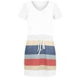 thumbnail image 5 of Summer Dresses For Women 2023 Short Sleeve V-Neck Dress Women'sCasual V Neck Sleeveless Dresses Stripe Splicing Sling Belt Mini Dress, 5 of 6