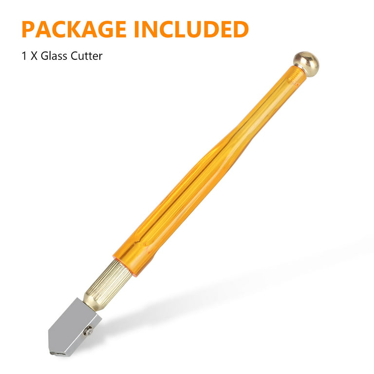 17.3cm Professional Heavy Duty Golden Handle Pencil Style Glass Cutter, Diamond Glass Cutter Heavy Duty Diamond Tip, Glass Cutter Cutting Tools for