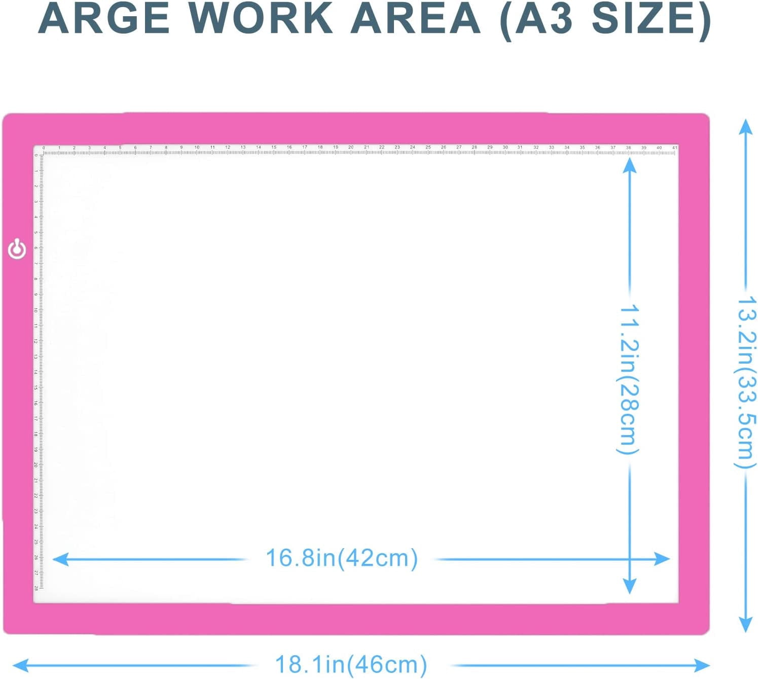 A3 LED Copy Board Light Tracing Box, Ultra-Thin Adjustable USB Power Artcraft LED Trace Light Pad for Tattoo Drawing, Streaming, Sketching, Animation, Stenciling (Pink)