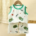 thumbnail image 2 of YunPes Baby Boys Summer Outfit Sleeveless Tank Top Cute Print Vest T Shirt Elastic Shorts Casual Toddler Clothes Set 3 Month Clothes Boy, 2 of 9