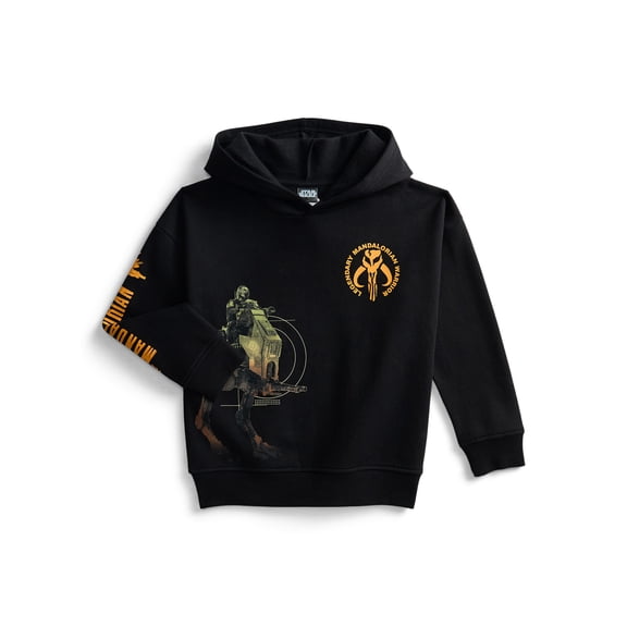Star Wars The Mandolorian Boys Mando & Grogu Graphic Fleece Hoodie, Sizes 4-18