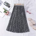 thumbnail image 4 of GiLiling Jupes pour Filles, Jupe Midi Évasée Imprimée avec Taille Élastique, Jupe Longue Décontractée Fluide en Rayonne Style Robe pour l'Été (Noir, 13-14 Ans), 4 of 7