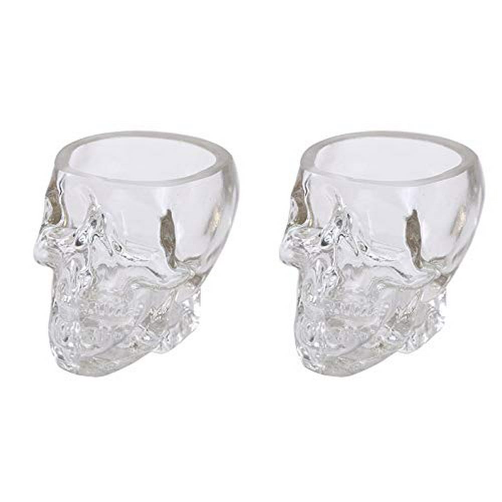 Ebros Gift Set of 2 Clear Translucent Acrylic Skeleton Skull Face ...