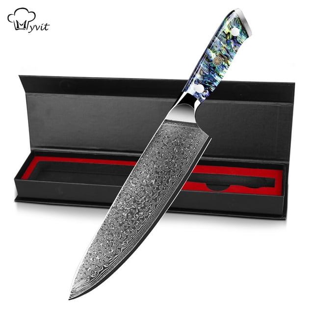 Cuchillo de Chef de 8 "VG10 67 Capas Cuchillo de Cocina de Acero Damasco Mango de Abulón Cuchillo de Damasco Afilado Herramienta Práctica de Corte de Cocina