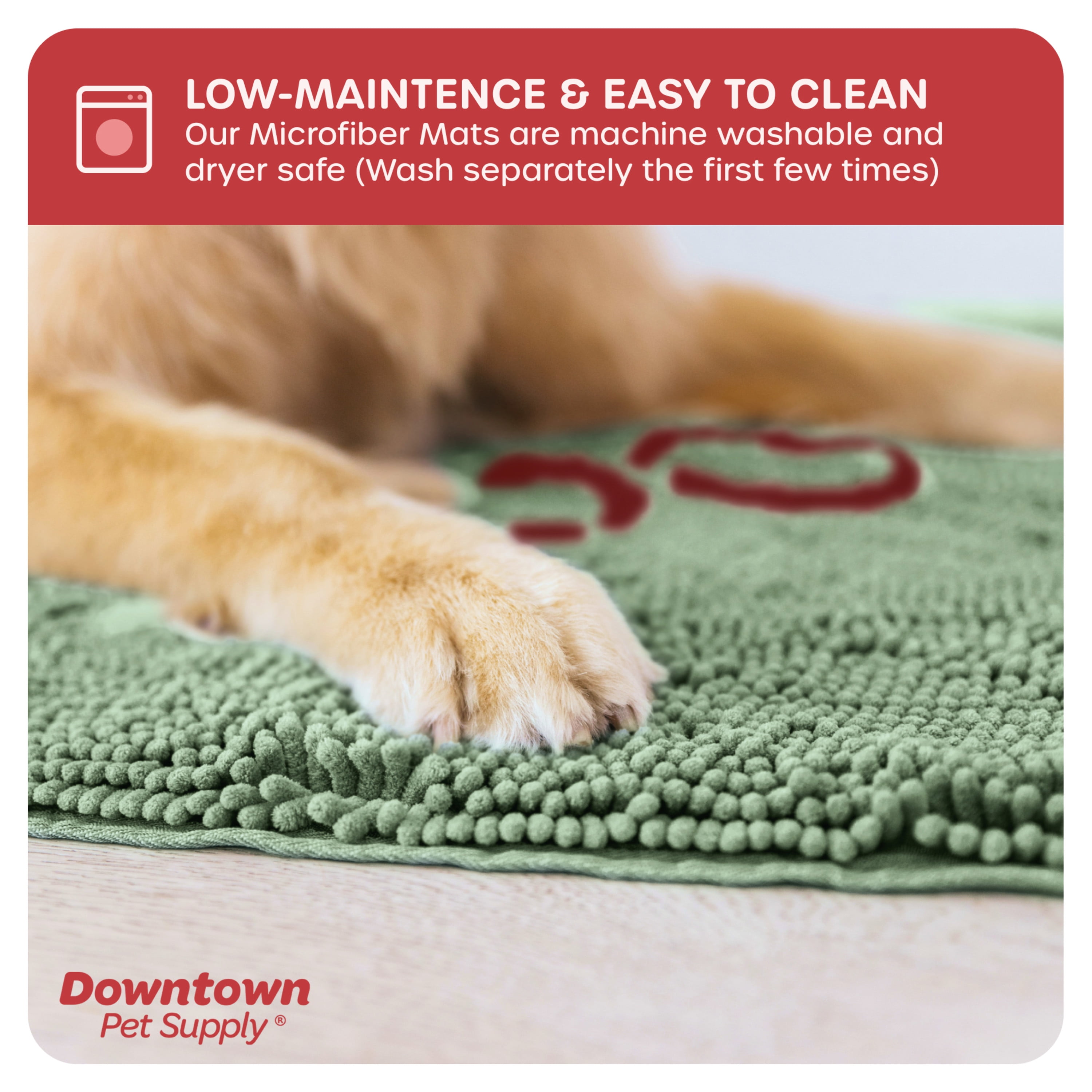 My Doggy Place - Ultra Absorbent Microfiber Dog Door Mat, Durable, Quick Drying, Washable, Prevent Mud Dirt, Keep Your House Clean (Ash w/Paw Print