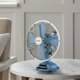 thumbnail image 2 of Better Homes & Gardens 8" 3-Speed Blue Linen Retro Metal Tiltable-Head Oscillating Table Fan, 2 of 10