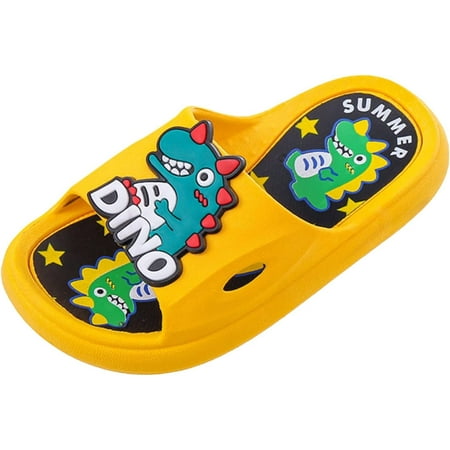 

Kids Sliders Sandals Girls Boys Shower Slippers Children Slippers Summer Cute Cartoon Little Dinosaur Boy Baby Bathroom Sandals (Yellow 9-9.5 Years)