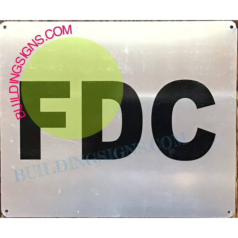 FDC Sign FIRE Department Connection Sign Silver Aluminium