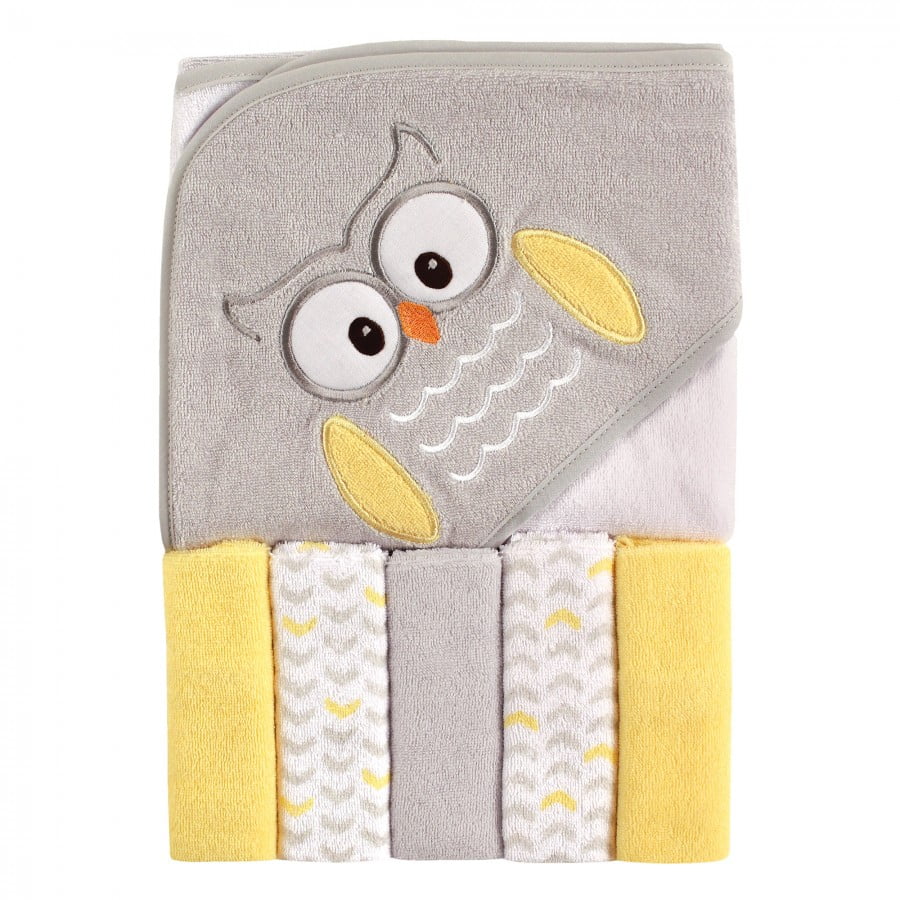 Baby Starters Hooded Bath Towel & Wash Cloth Set ~ Duck or Owl ~ 