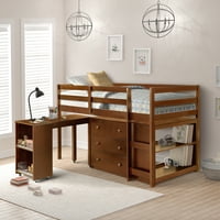 Harper&Bright Designs 4-Piece Wood Twin Loft Bed with Desk, Chest and Shelf, Multiple Storage