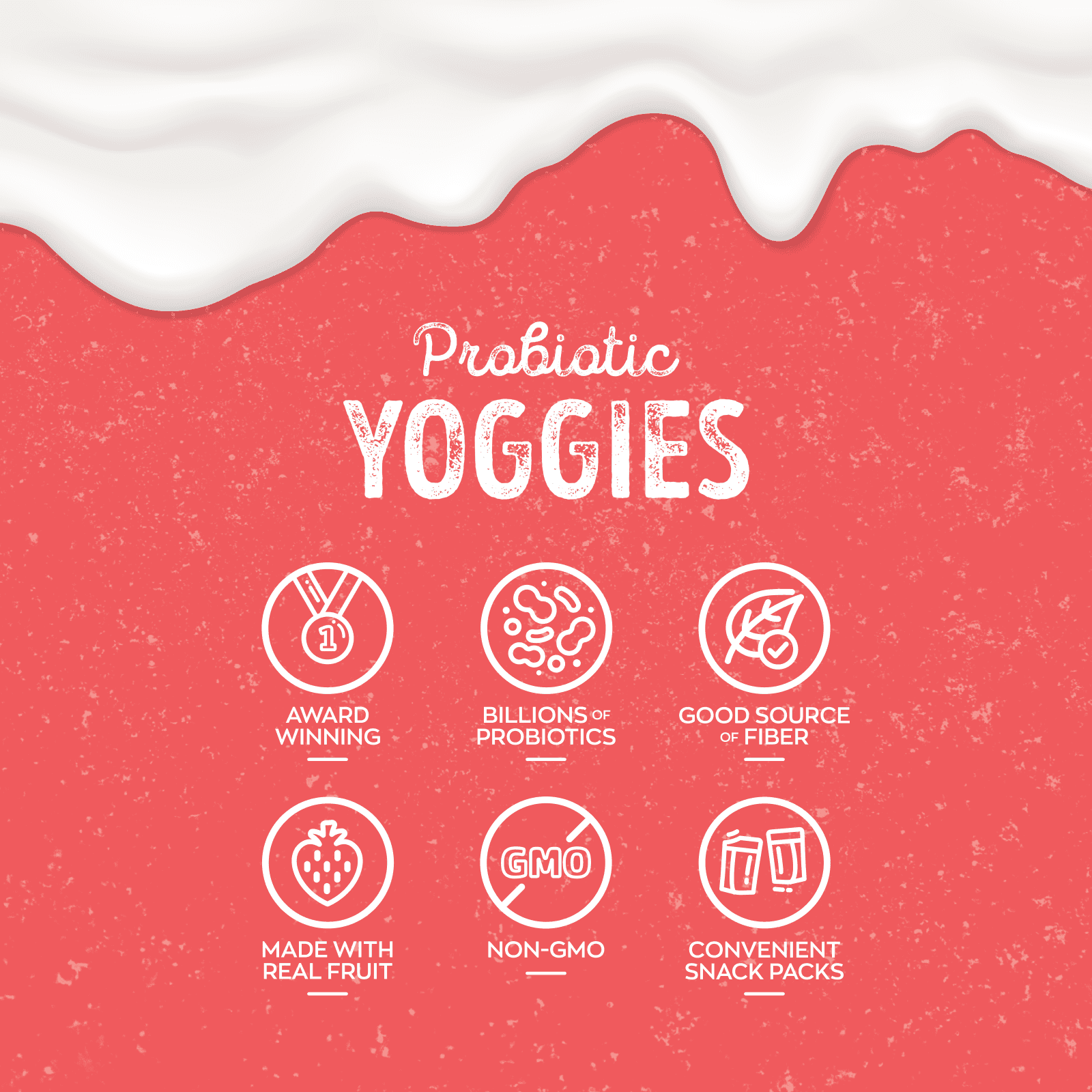 Nature’s Garden Probiotic Yoggies Strawberry, 21oz (0.7oz x 30) - Pack of 4  – Yogurt-Covered Real Fruit Bites – Gluten-Free, Non-GMO, High-Fiber Snacks for Adults & Kids