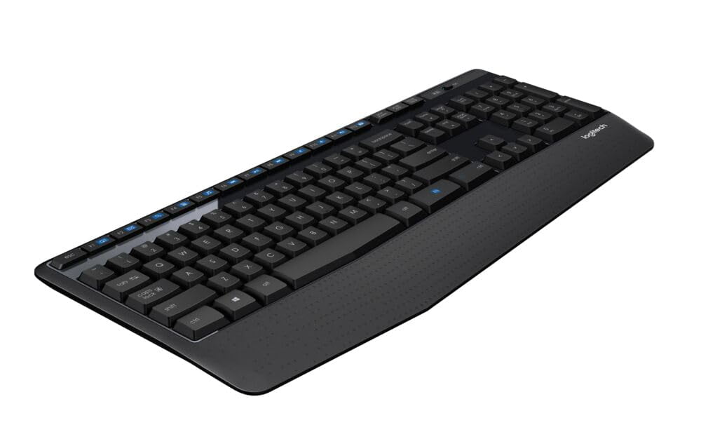 Logitech Wireless Keyboard - Full-Sized Keyboard with Palm Rest, 2.4 GHz Wireless USB Receiver for PC, Laptop, Black
