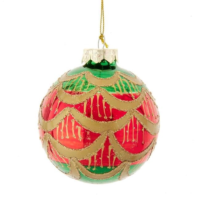 Kurt S. Adler Set 6 Palline Di Vetro Per Albero Di Natale Rosse Con Fiocchi Di Neve 80 Mm
