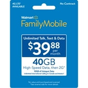 Wmt Family Mobile Pr Wfm $40 Unlimited Card