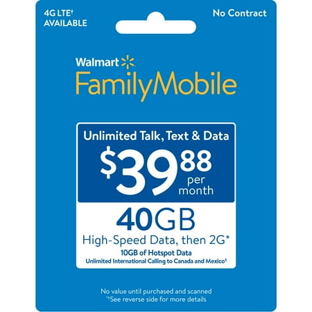 Wmt Family Mobile Pr Wfm $40 Unlimited Card