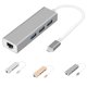 thumbnail image 3 of 3 puertos Type-c a RJ45 + USB 3.0 Adaptador de red Ethernet Gigabit Hub 1000Mbps Home Office Convertidor USB Inevent DZ7222-02B, 3 of 7