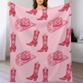 thumbnail image 4 of Cute Pink Cowgirl Hats Flannel Fleece Throw Blanket Cowboy Boot Soft Blanket for Couch,Cozy,Warm,Lightweight,50x60 Inches, 4 of 6