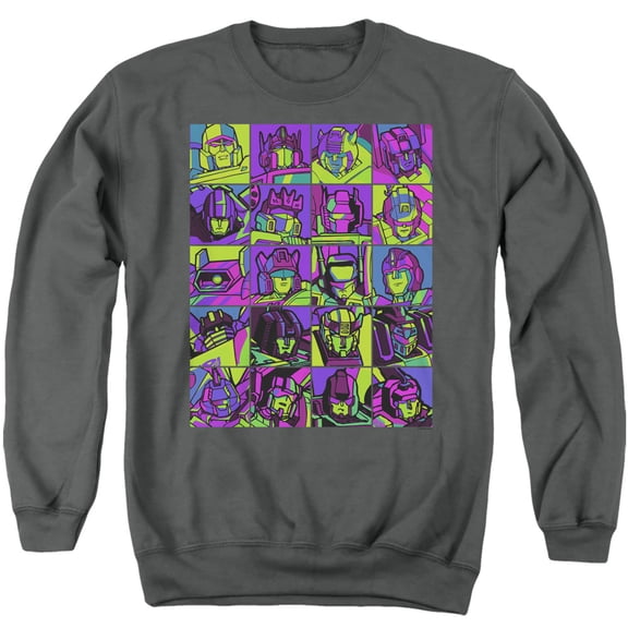 Transformers Transformer Squares Adult Crewneck Sweatshirt Charcoal