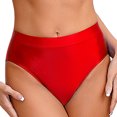 thumbnail image 2 of Linjinx Culottes Bikini Brillantes pour Femmes, Taille Haute, Bas de Maillot de Bain Rouge TTG, 2 of 5