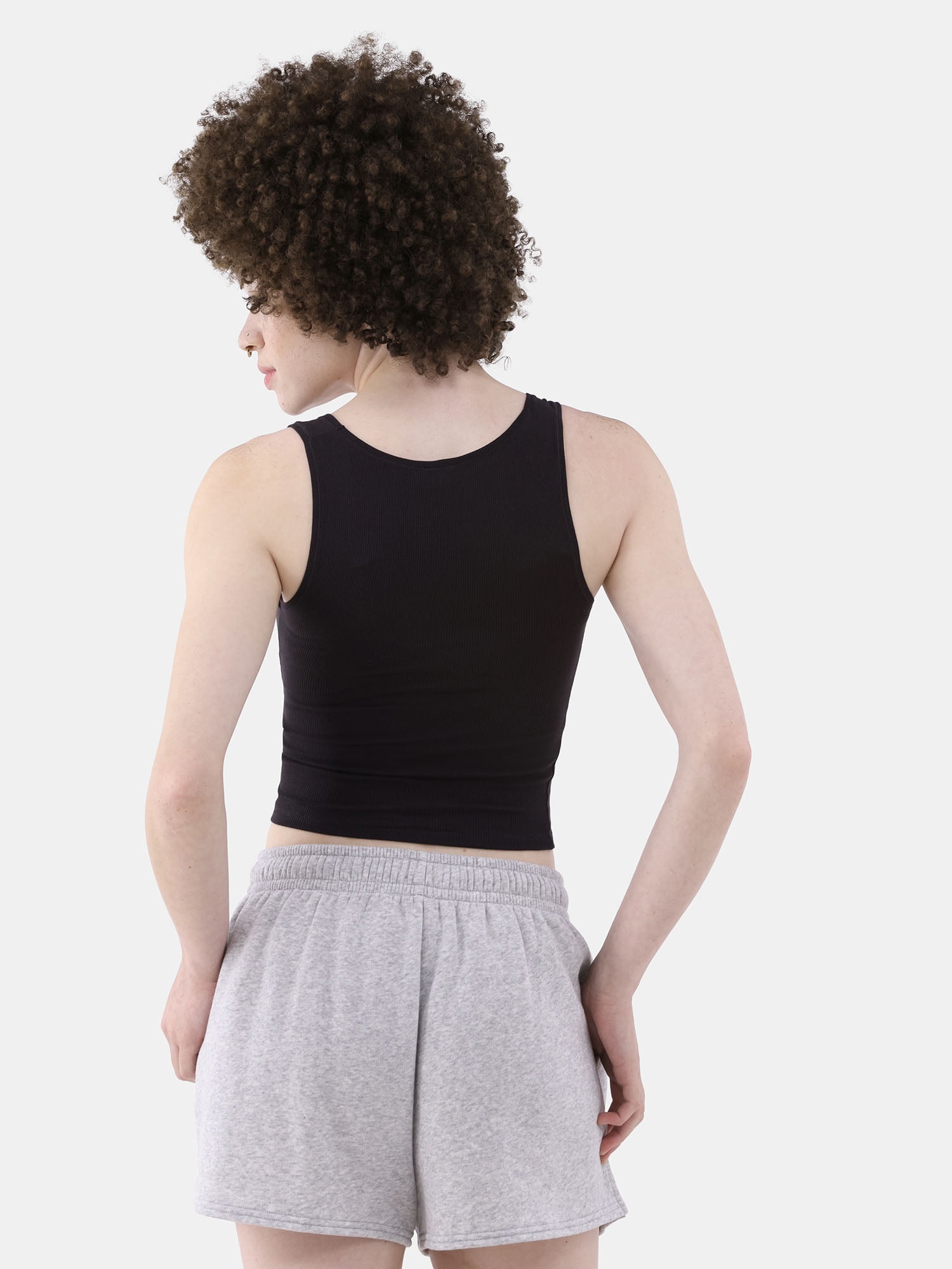No Boundaries Cotton Stretch Ribbed Cropped Tank Top, Women's XS-XXXL
