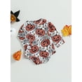 thumbnail image 3 of GXFC Infant Baby Boys Girls Halloween Romper Newborn Long Sleeve Pumpkin Print One Piece Jumpsuit Cute Halloween Bodysuit Costume 0-18M, 3 of 8