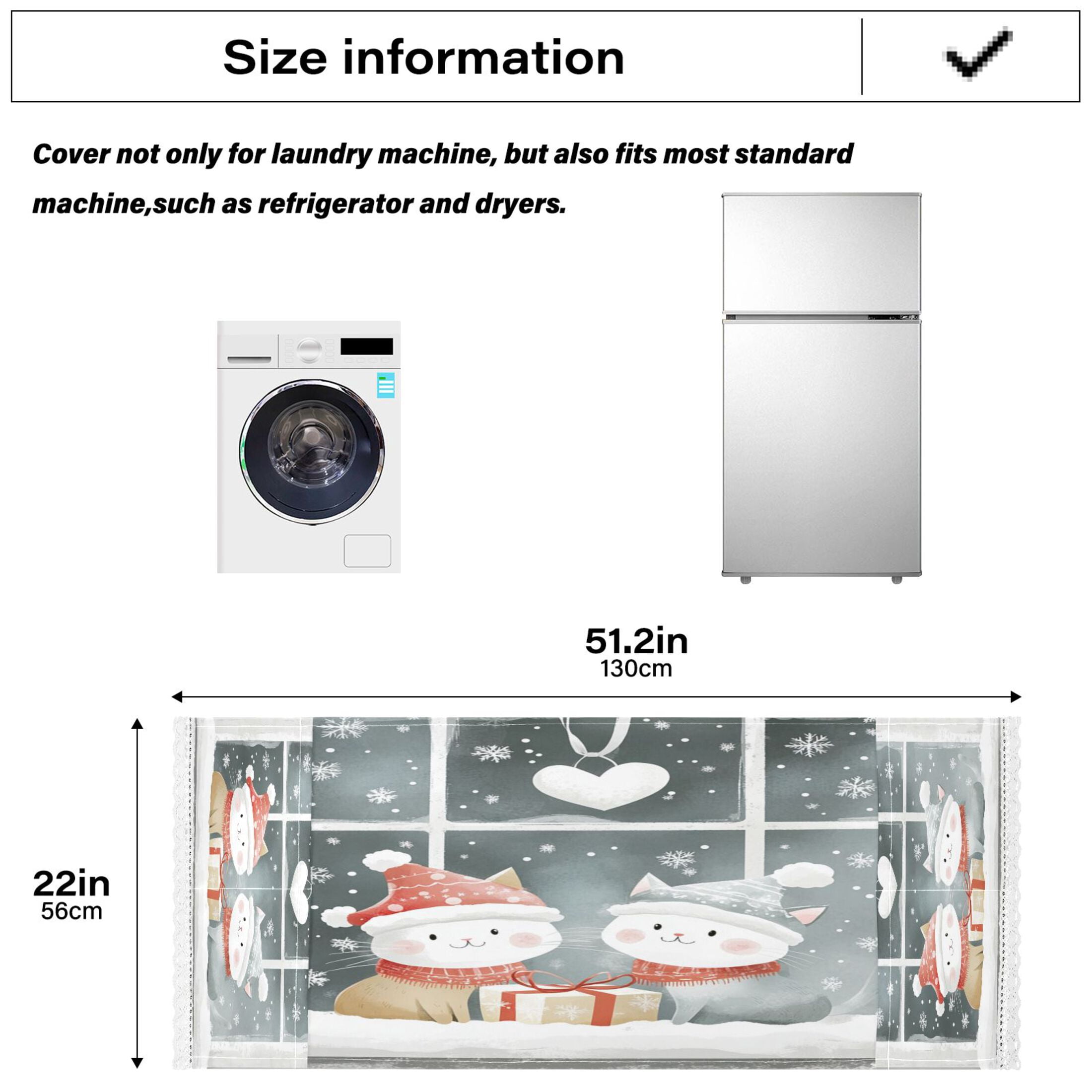 Cute Winter Window SceneWasher and Dryer Covers Dust-Proof and Oil Resistant Fridge Cover with 4 Storage Pockets Washing Machine Top Cover for Laundry Kitchen Home 51.2 x 22 In