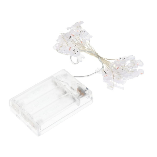Luz decorativa de conejito de Pascua, bonita farola, funciona con pilas, 20 luces LED conejo claro