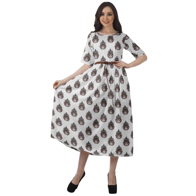 Moomaya Robe à Manches Courtes Imprimée Plissée Femme Grande Taille Robe Décontractée de Travail