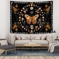 thumbnail image 3 of Butterfly Moon Flower Tapestry Botanical Floral Plant Boho Tapestry for Bedroom Aesthetic Vintage Black Tapestry Wall Hanging for Bedroom Living Room Dorm, 60X40IN, 3 of 5