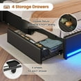 thumbnail image 4 of Twin Bed Frames with Drawers,Upholstered Storage Headboard,LED Bed Frame Twin with Charging Station,Black PU, 4 of 7