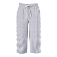 thumbnail image 5 of CAIVO Women Summer Capri Pants Fashion Striped Print Button Casual Versatile Drawstring Loose Ankle Length Pants Cozy Trousers, 5 of 6
