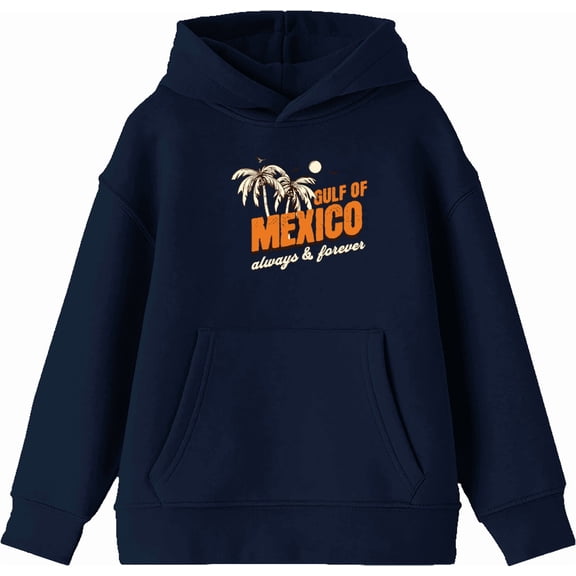 Gulf of Mexico Always & Forever Youth Navy Blue Long Sleee Hoodie-Small