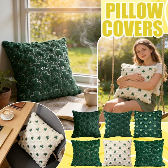 Throw Pillow Covers 18x18 Inch, Embroidered Decorative Square Pillowcases, Farmhouse Holiday Cushion Covers for Couch Sofa Living Room Bedroom Outdoor Home Decor