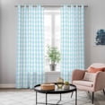 thumbnail image 5 of Aqua Blue Green Kitchen Curtains 96 Inch Length, Checkered Plaid Gingham Lattice Trellis Grommet Top Bedroom Living Room Curtains, Light Filtering Cafe Curtain Drapes 2 Panels Set 104''x96'', 5 of 9